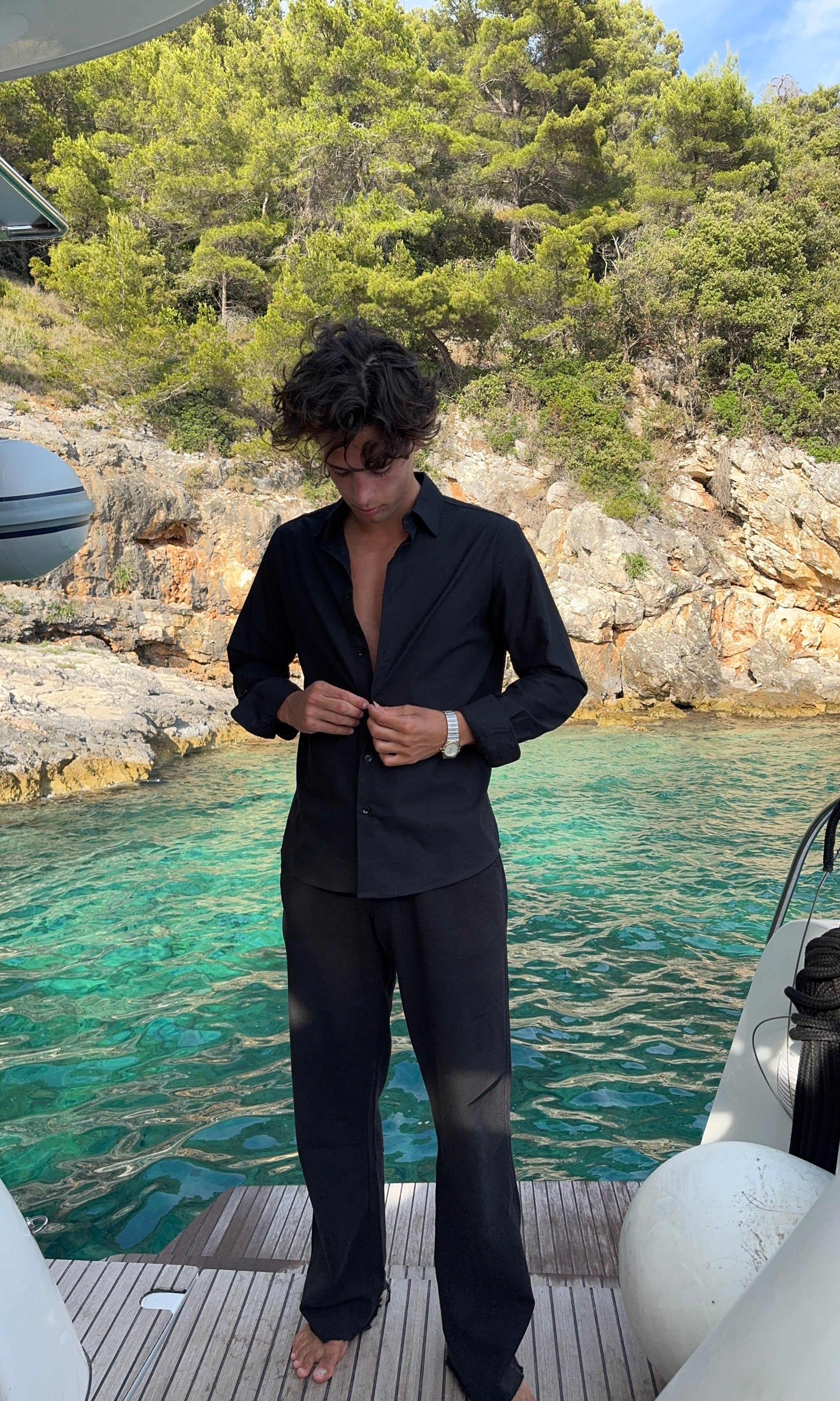 Black linen pants
